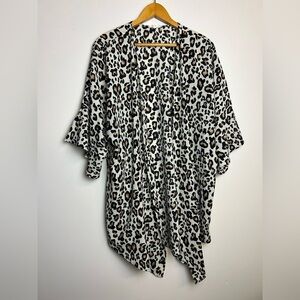 Sweet Lovely By Jen Cardigan Kimono 3XL Animal Print Sheeta Flare Short Sleeve